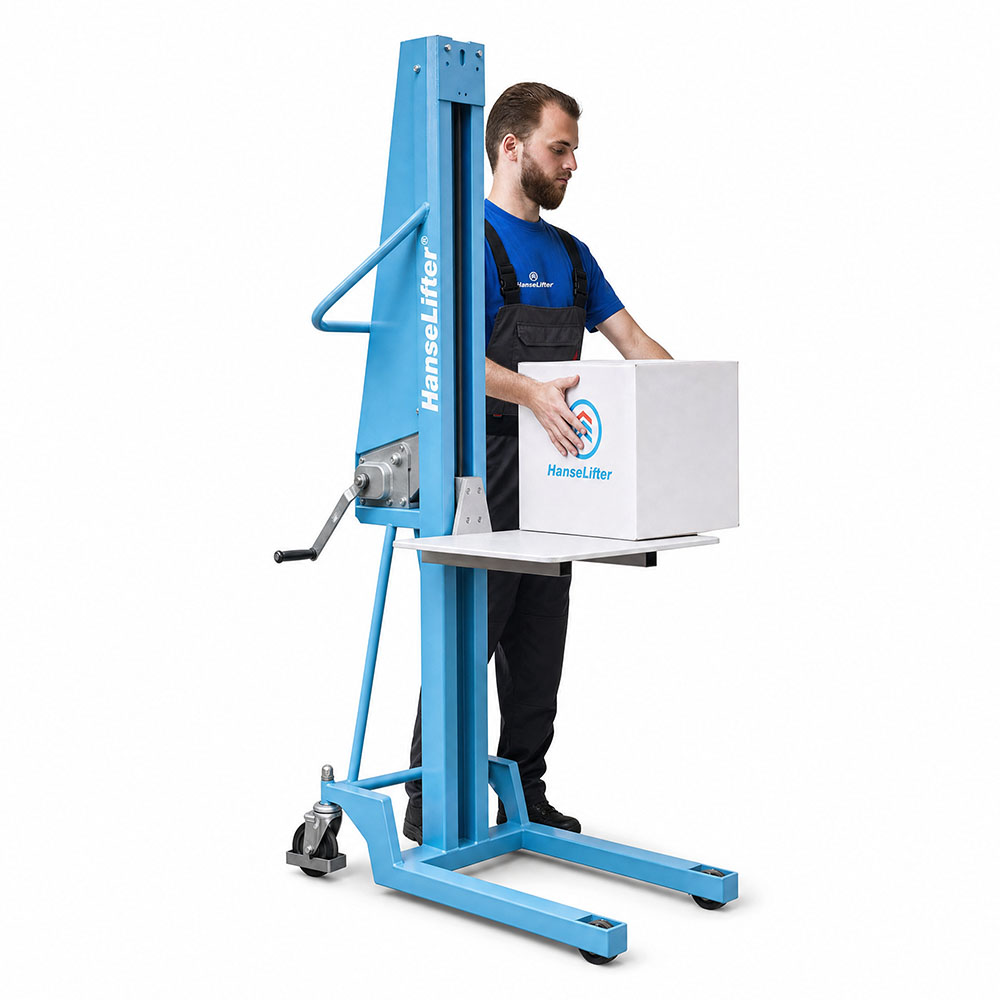 Handwinden-Minilifter MES200-15 mit 200 kg Tragkraft, manueller Kurbelwinde und PVC-Plattform