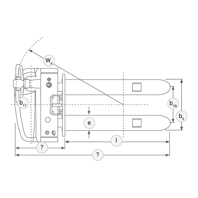 Technische Zeichnung Deichselstapler Monomast Oben