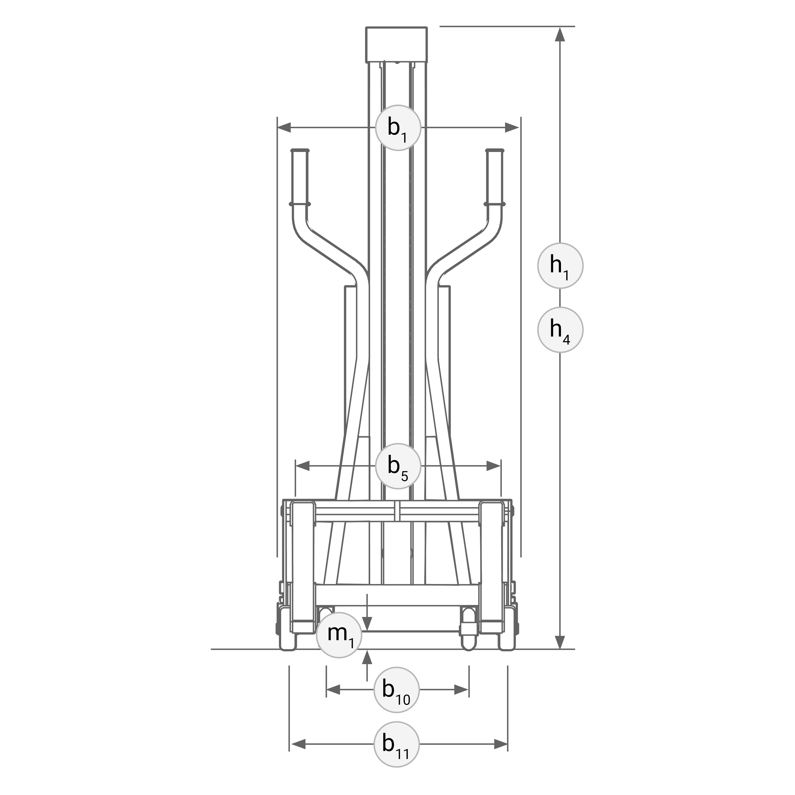 Technische Zeichnung Handwindenstapler Rueck 