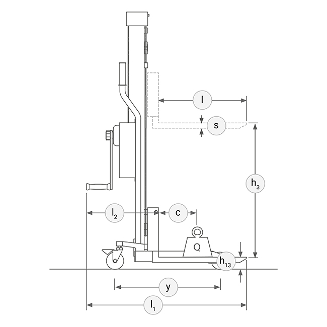 Technische Zeichnung Handwindenstapler Seite