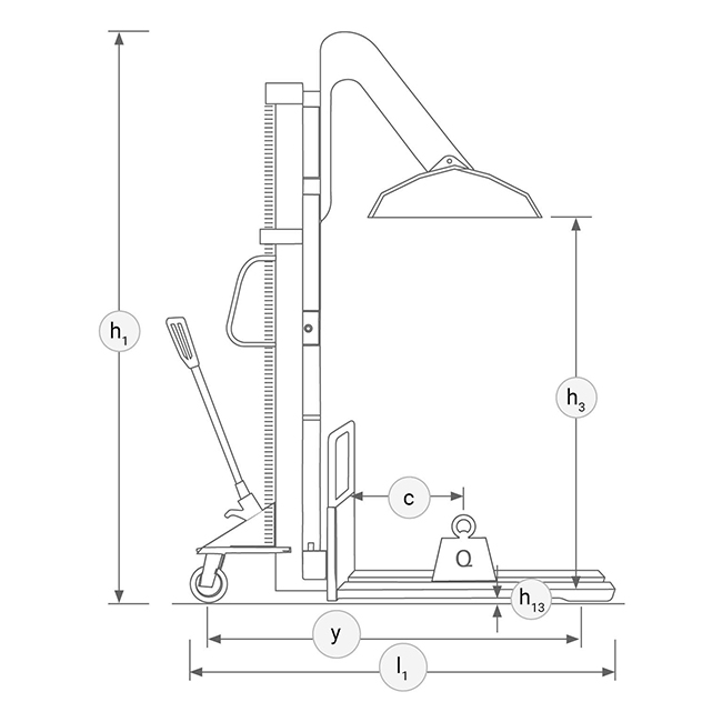 Technische Zeichnung LiftPress Muellpresse seite