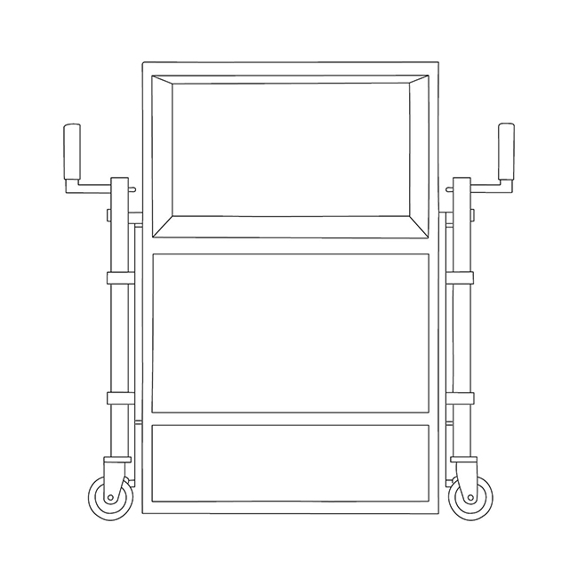 Technische Zeichnung M&ouml;beltransportroller MTR1800 frontal